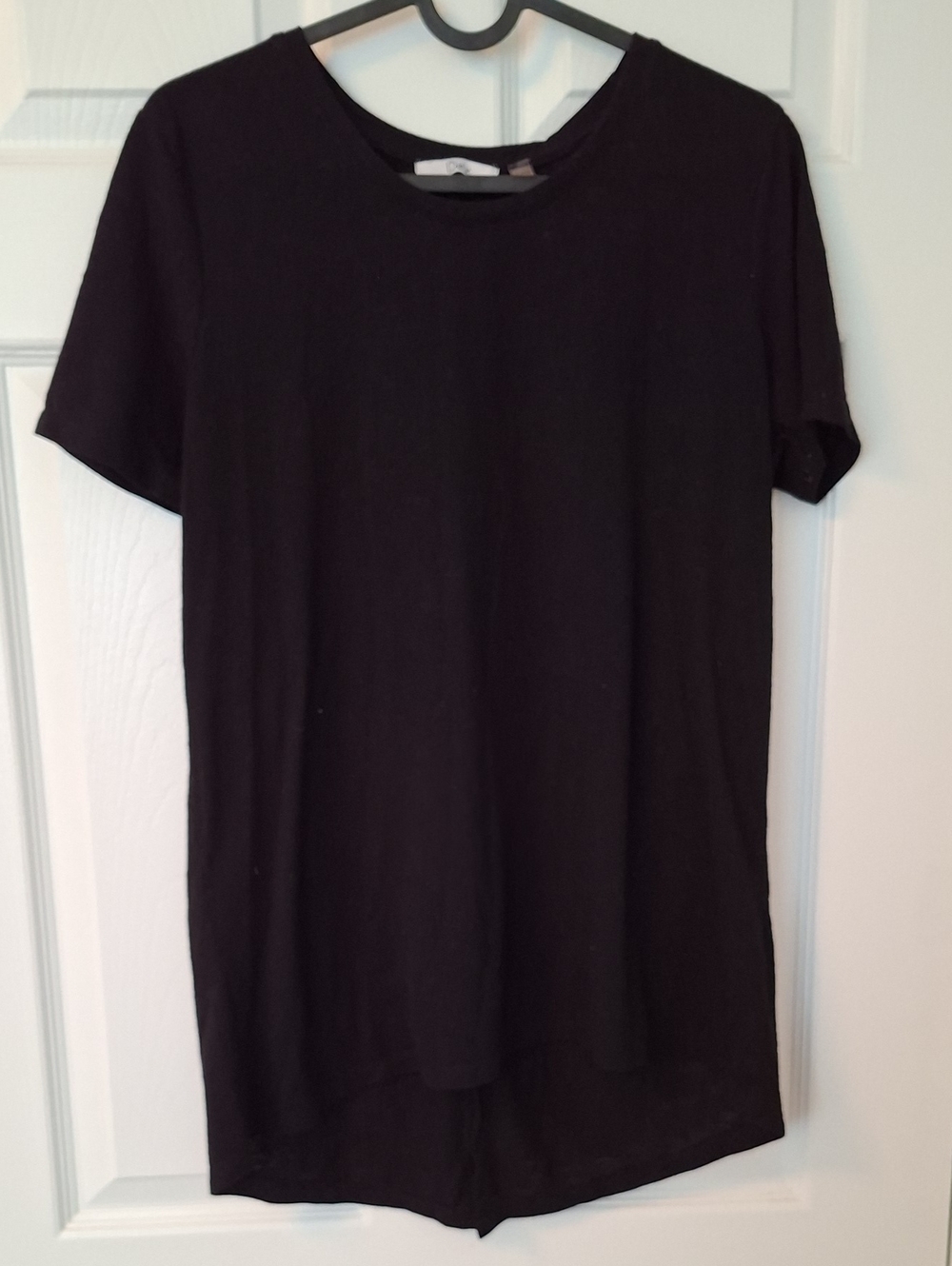 Dex Black Short Sleeve Open Back Crew Neck Tee